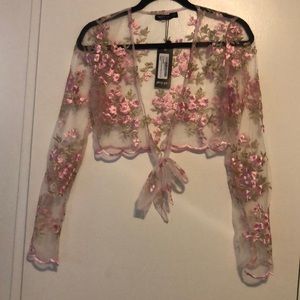 Nasty gal tie front floral crop top